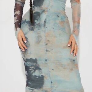 NWT FASHION NOVA Mesh Bandage Midi Dress Size Large